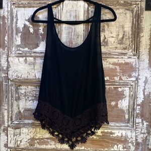 Vintage Havana, Black Crochet Embellished Tank Top